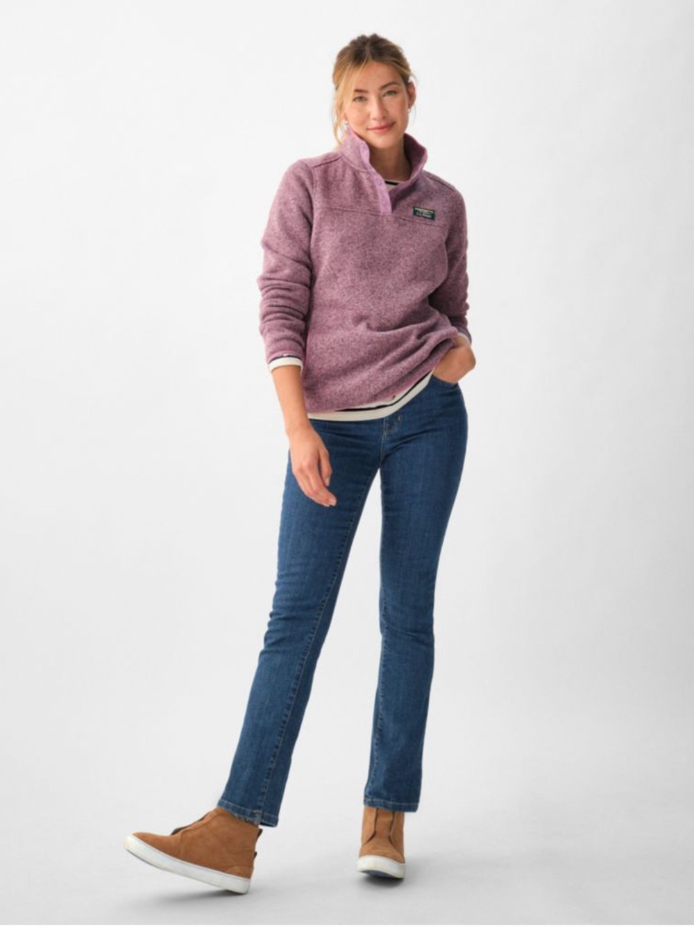 Women's L.L.Bean Sweater Fleece Pullover in Pink Purple Gorpcore